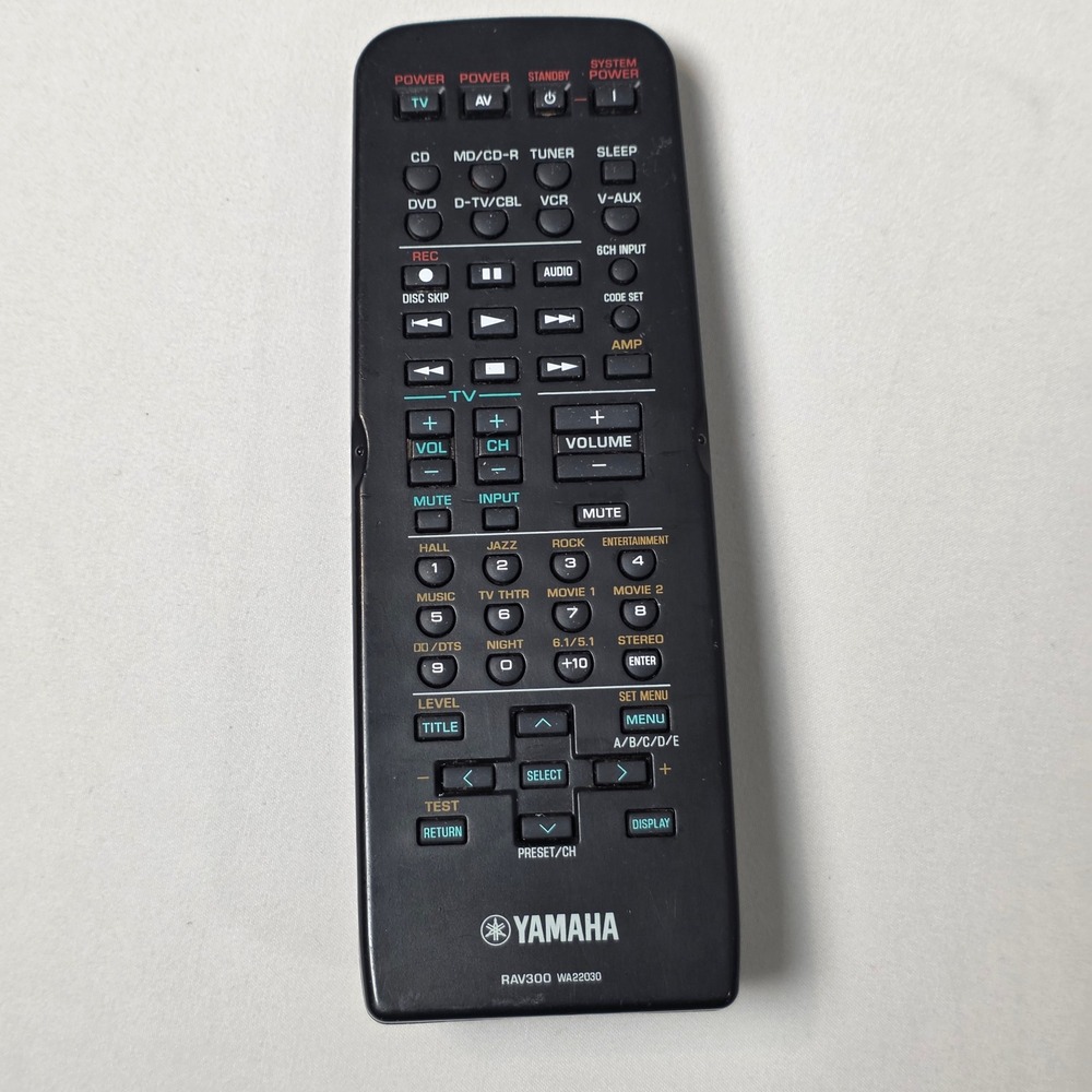 Yamaha RAV300 WA22030 Remote Control AV Receiver Home Theater Controller TESTED
